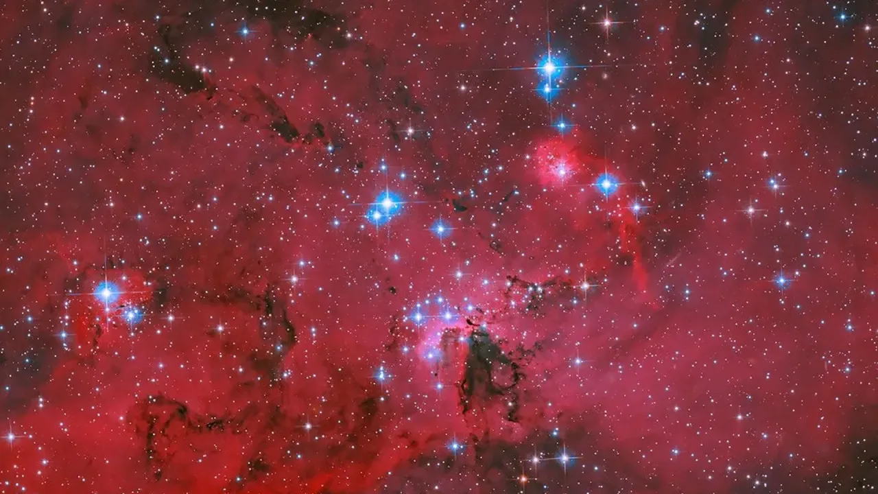 Hubble'ın Gözünden LH 95: Büyük Macellan Bulutu'nda Kızıl Bir Yıldız Doğumevi