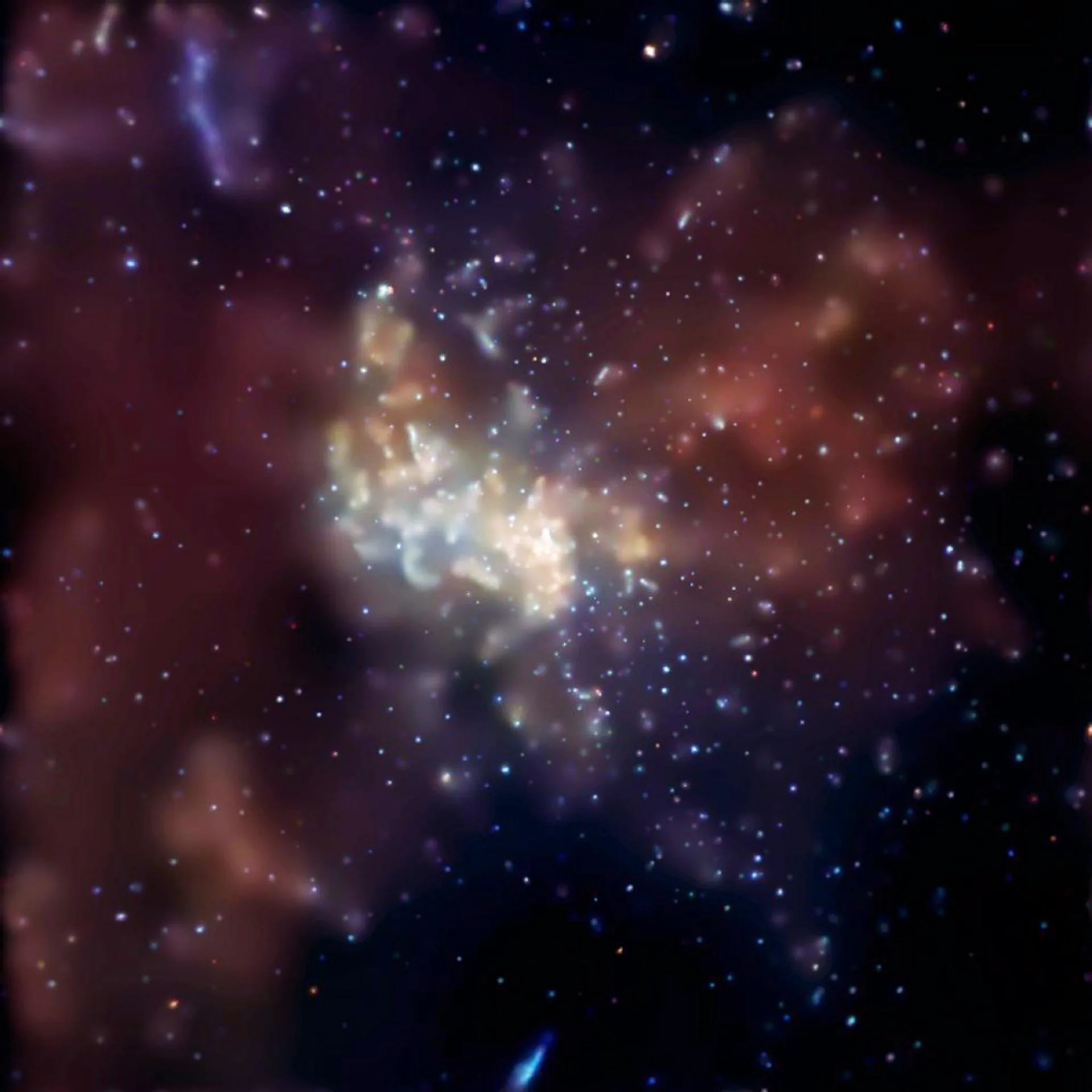 Chandra X-ışını Gözlemevi'nin Samanyolu'nun merkezindeki süper kütleli kara delik Sagittarius A* bölgesine ait görüntüsü.