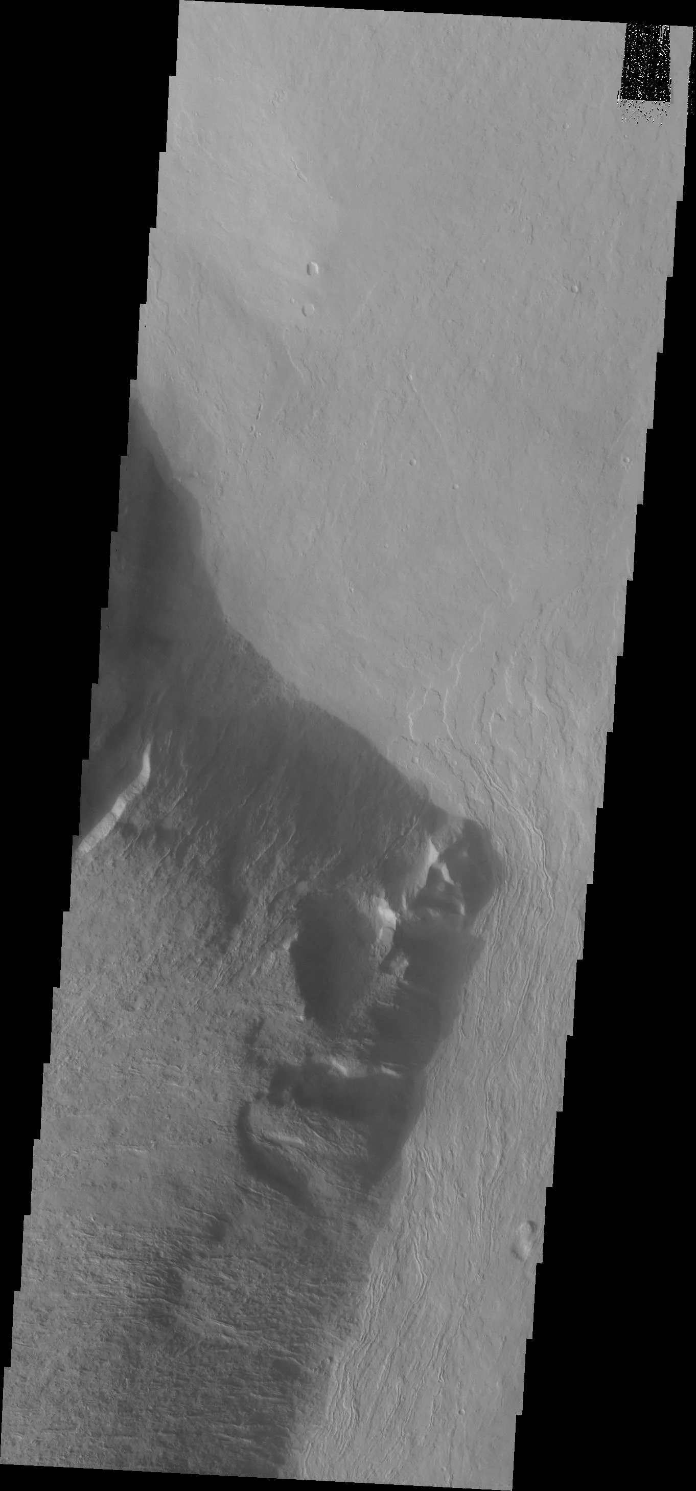Mars Odyssey'nin THEMIS kamerasının görüntülerinden oluşturulan Olympus Mons mozaiği.