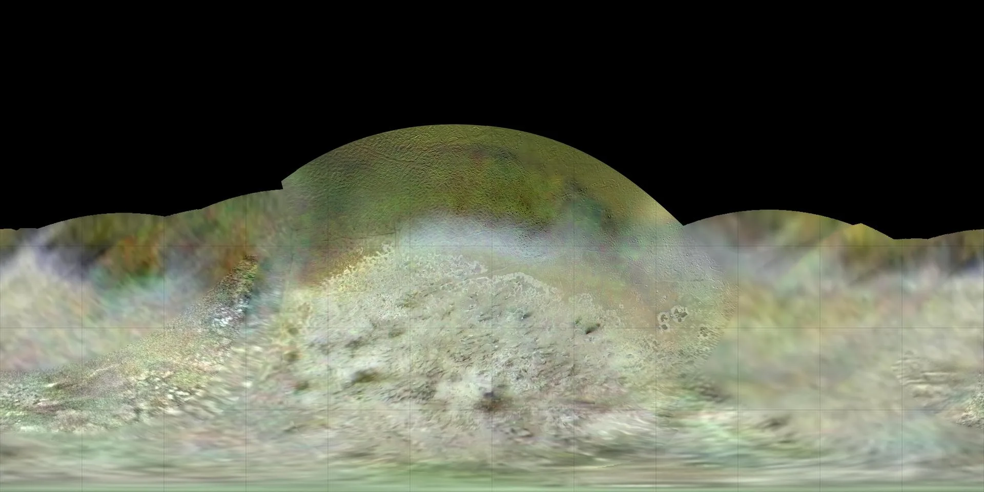 Voyager 2 verileriyle oluşturulmuş Triton küresel renkli haritası