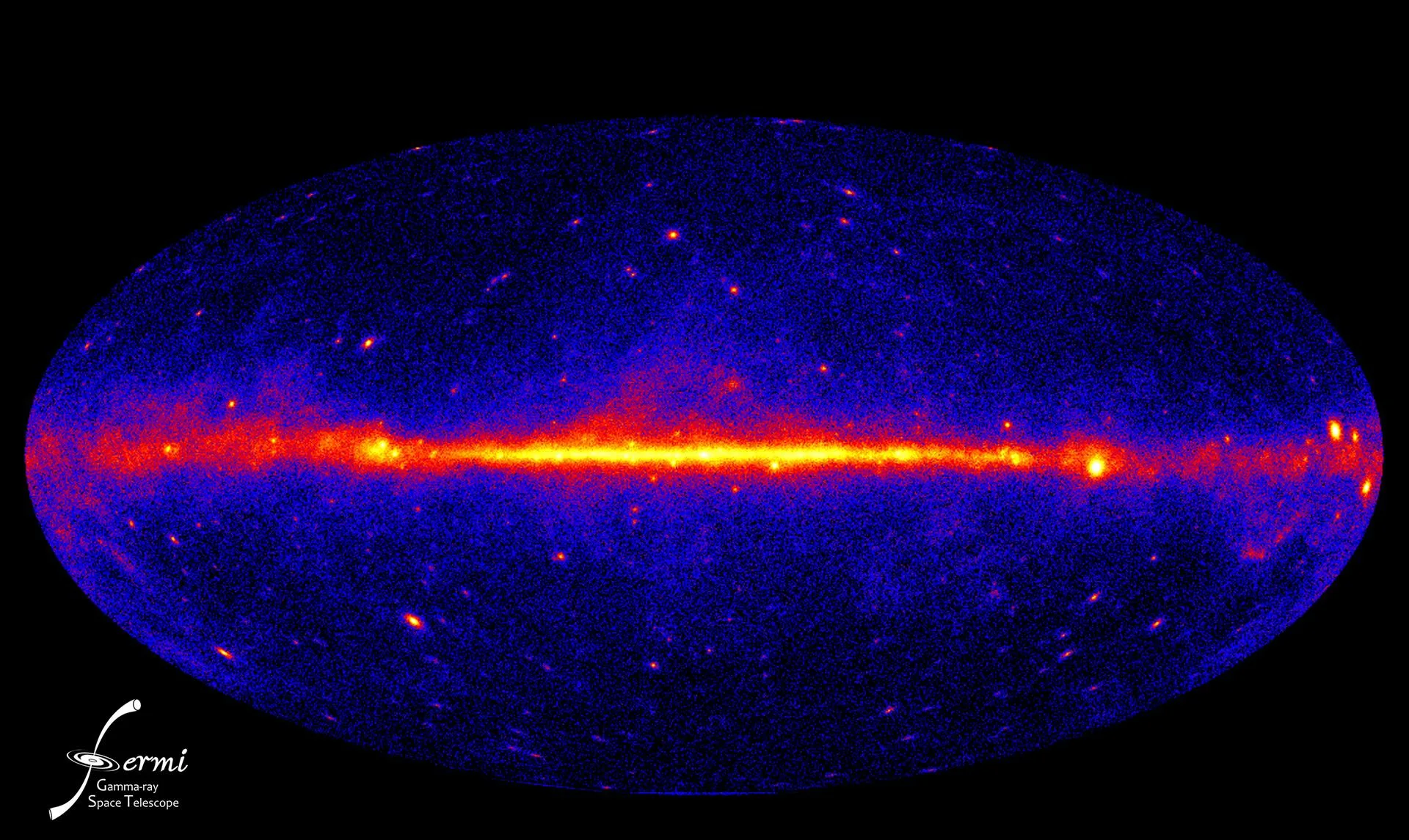 NASA'nın Fermi Gama Işını Uzay Teleskobu'nun gözünden gama ışınlarında bütün gökyüzü