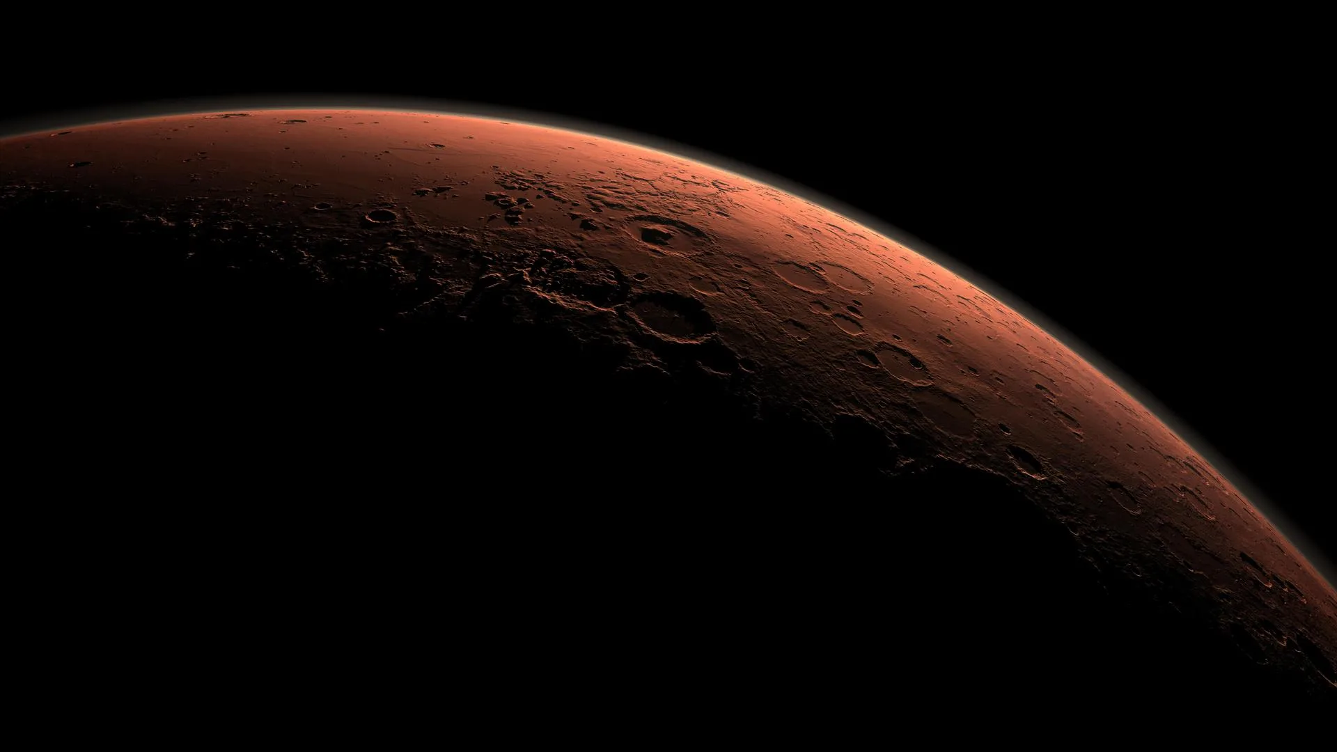 Mars'ta gece ile gündüzün sınırında, Gale Krateri'ni de içine alan bölgenin sabah ışığını almaya başladığı anı gösteren bilgisayar canlandırması
